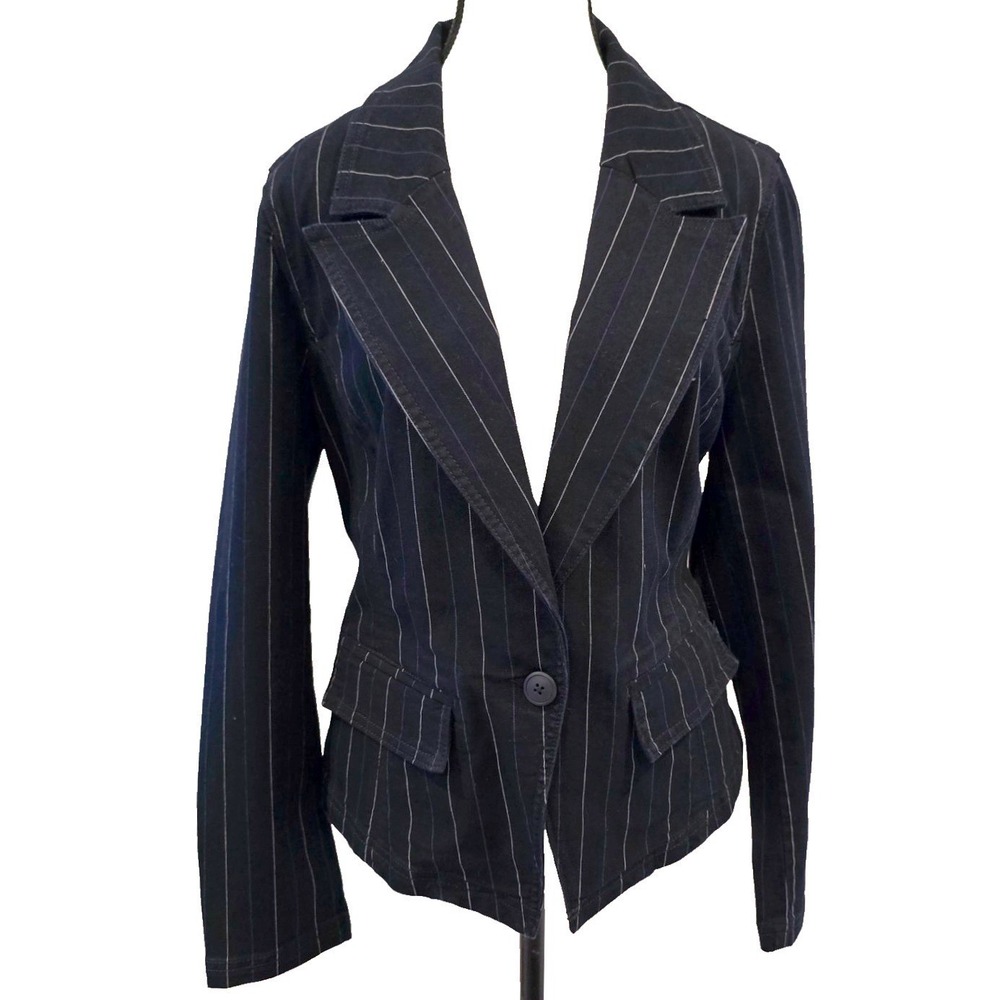 Liverpool Los Angeles Lapis Indigo Pinstripe Blazer Jacket Size L NWT